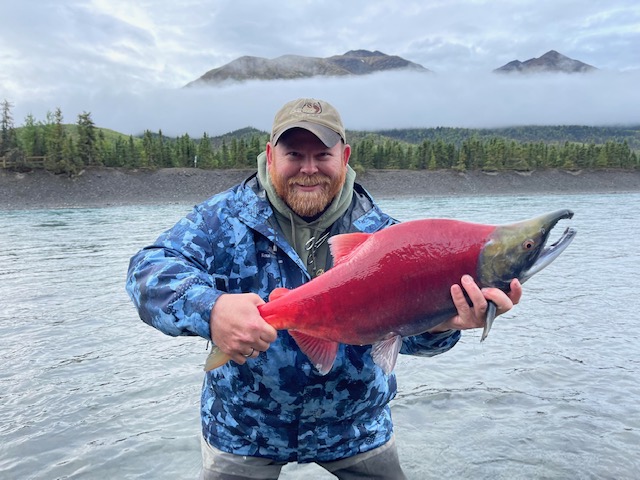 Man holding salmon